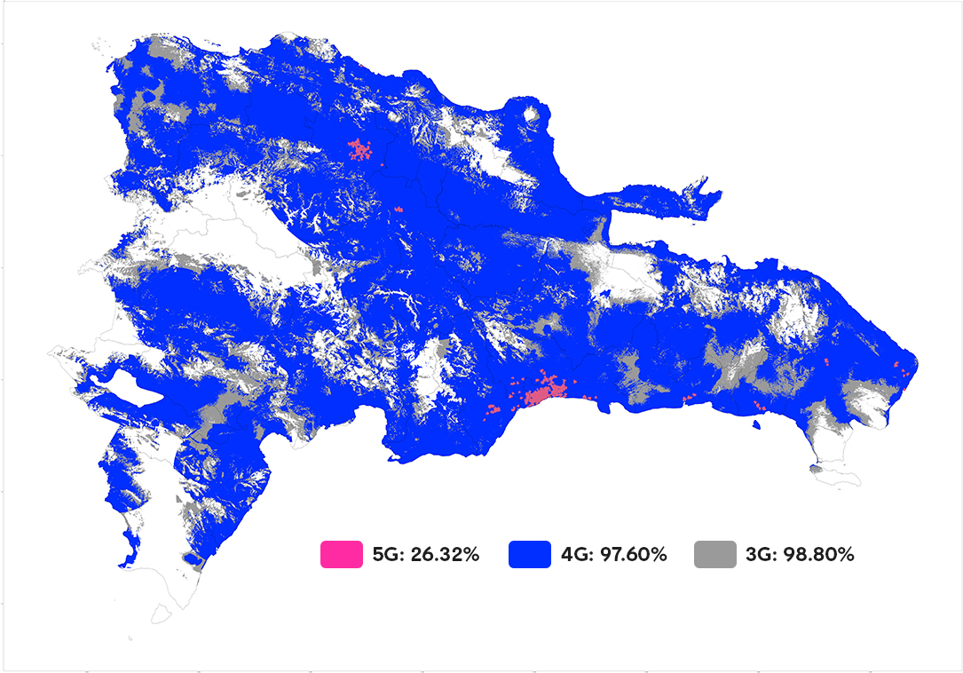 Mapa de cobertura 5G, 4G, 3G